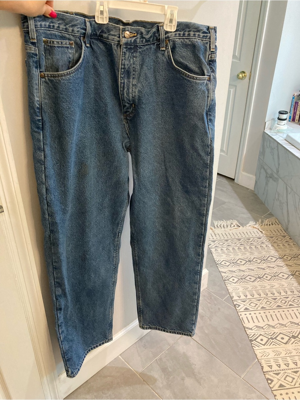 Carhartt Mens 40x32 Flannel Lined Relaxed Fit Jeans Blue B172 DST Plaid Lining